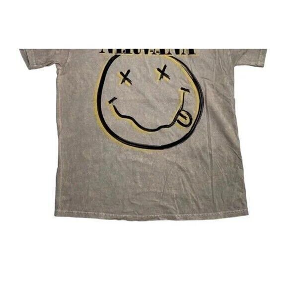 Nirvana Vintage Style Smile Back Short Sleeve Unisex T Shirt Crew Neck L Brown - Picture 4 of 15